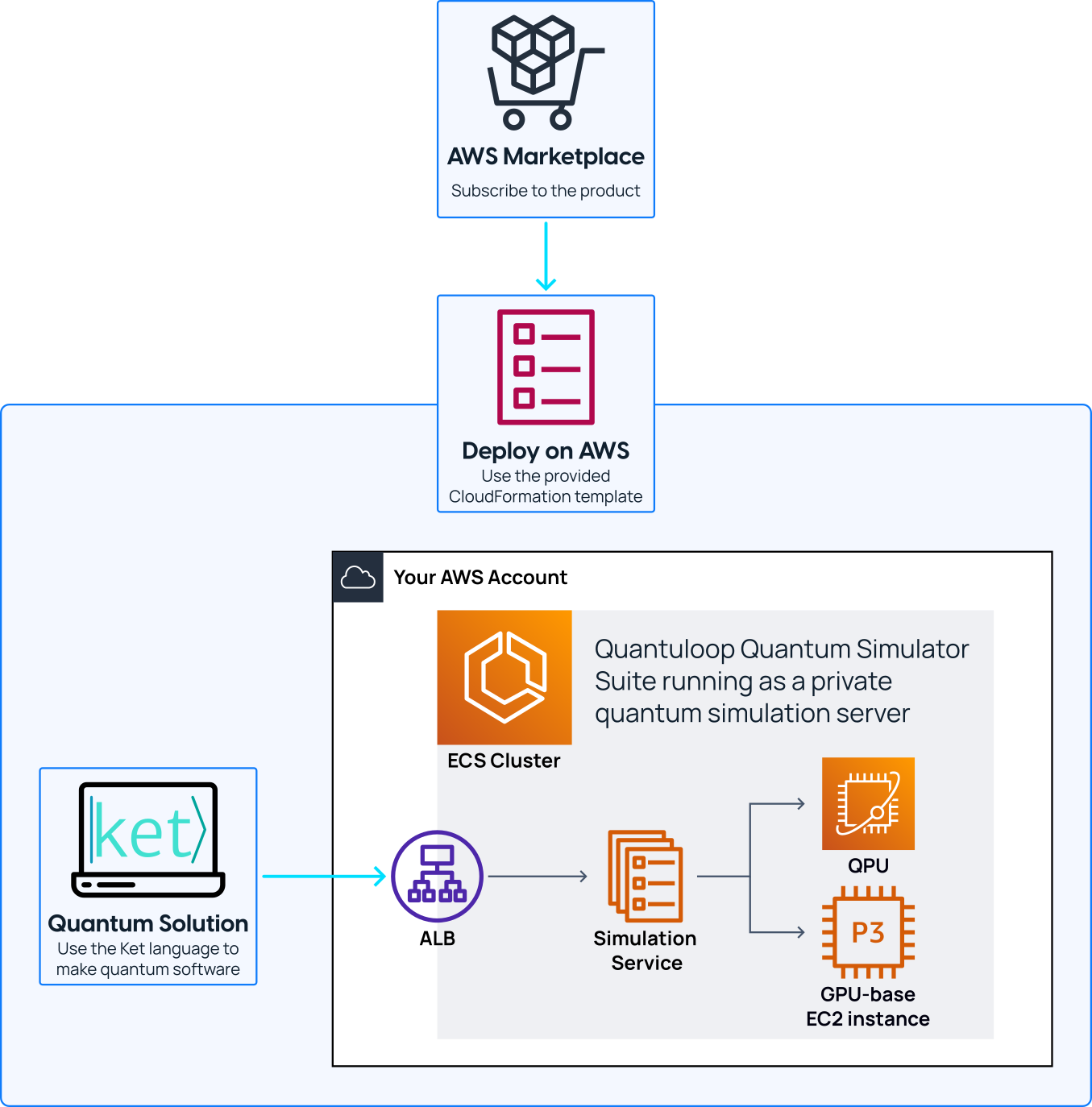 Quantuloop Quantum Simulator Suite for HPC on AWS